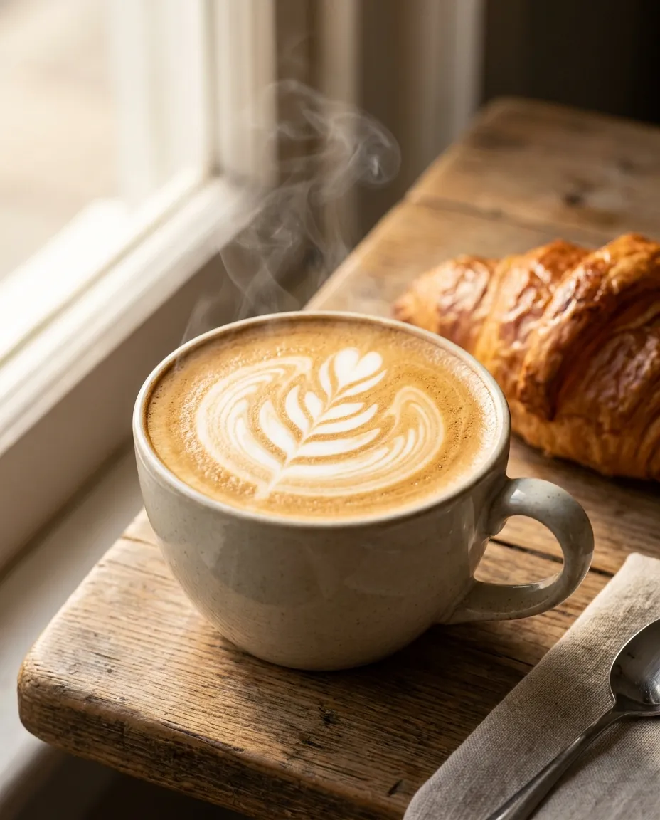 Taza de café recién preparado sobre la mesa